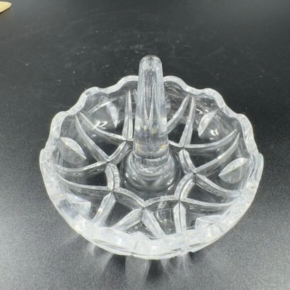 Czech Clear Crystal Bohemian Ring Holder Tapered Trinket Jewelry Holder‎ VTG